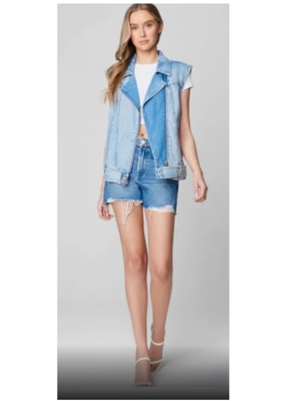 Blank NYC Denim Zip Moto Vest in Nice Try XS